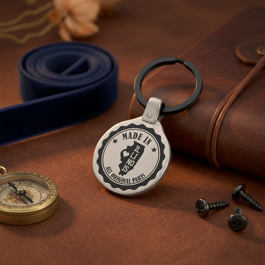 Vintage USA Keychain Illinois Indiana Iowa Kansas Premium Lifestyle