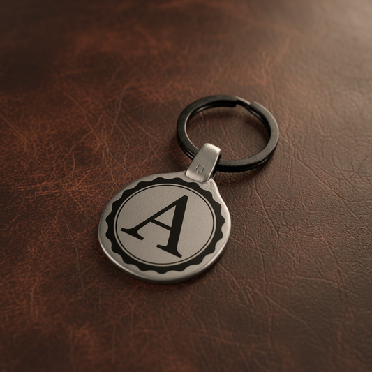 Vintage Letter Keychain A-F Engraved Metal Premium Lifestyle