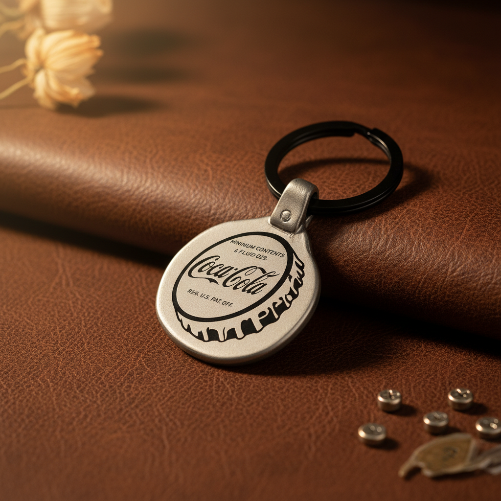 Vintage Coca Cola Cap B Keychain Engraved Metal Premium Lifestyle