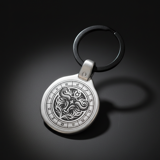 Personalized Taurus zodiac keychain premium product photography engraved metal