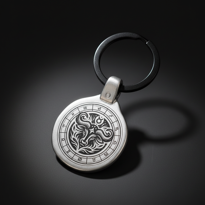 Personalized Taurus zodiac keychain premium product photography engraved metal
