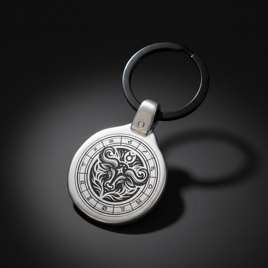 Personalized Taurus zodiac keychain premium product photography engraved metal