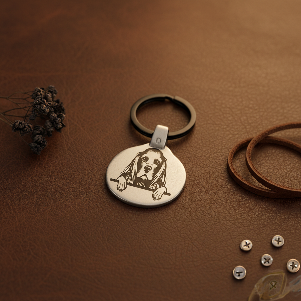 Vintage Dog Breed Keychain PackC1 - Engraved Circular Metal Premium Lifestyle