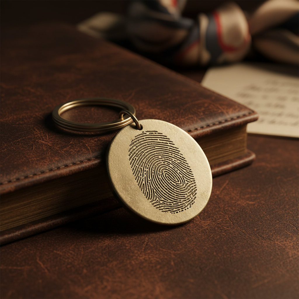 Custom Fingerprint Keychain Personalized Engraved Circular Metal Premium Lifestyle