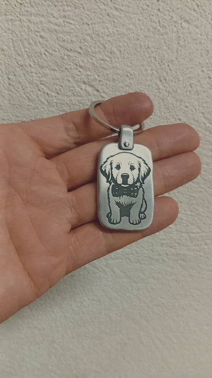 MV2 Llavero o Colgante para grabar imagen personalizada en placa de metal Rectangular Vertical.