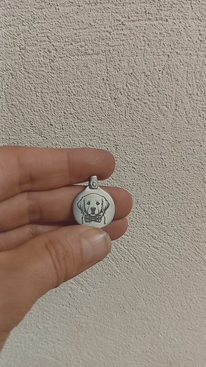 MV4 Colgante para grabar imagen personalizada en placa de metal circular.