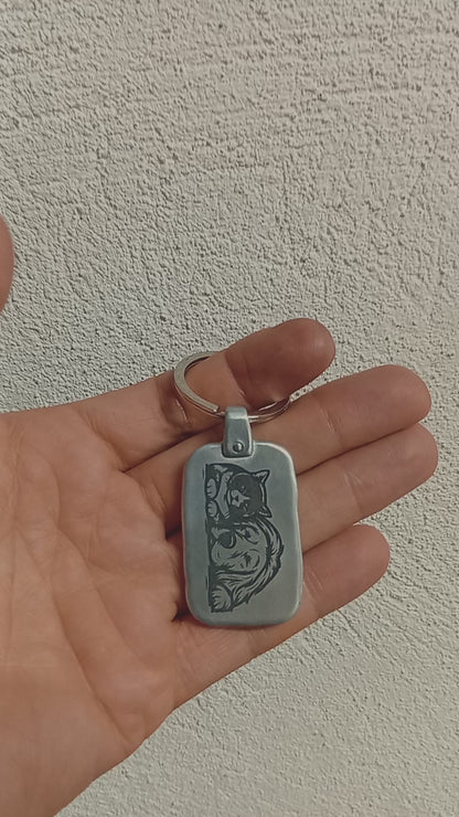 MV3 Llavero o Colgante para grabar imagen personalizada en placa de metal Rectangular Horizontal